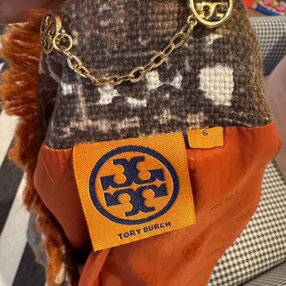 TORY BURCH RUNWAY Quincey Mixed Media Blazer Jacket Size 6 GUC - Picture 11 of 12